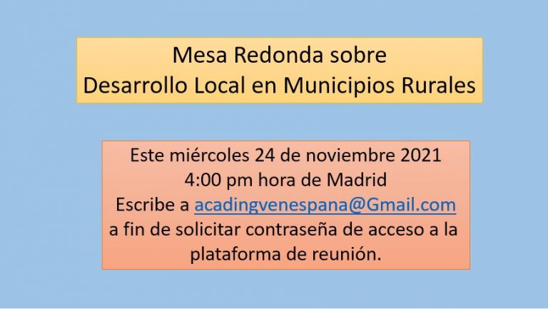 Fecha y hora del evento sobre Desarrollo Local