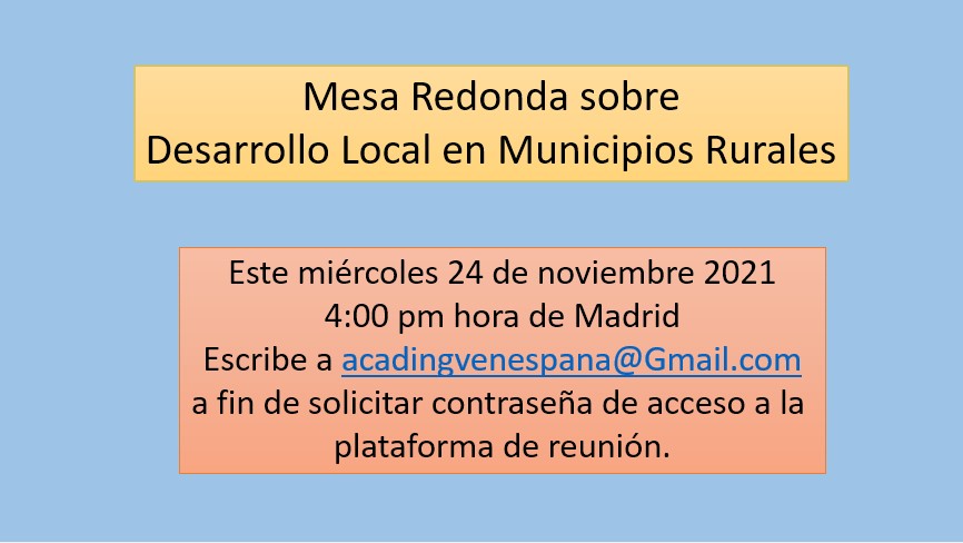 Fecha y hora del evento sobre Desarrollo Local